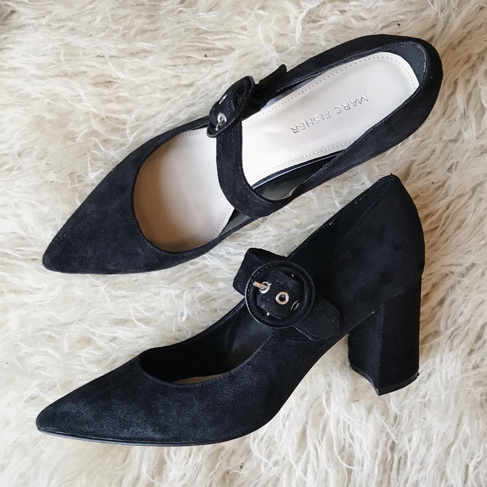 Marc Fisher 3” Buckle Strap Block Heel